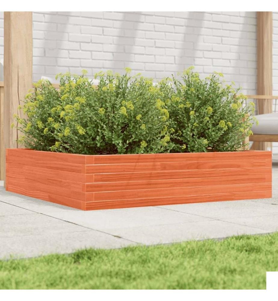 vidaXL Jardinière cire marron 100x100x23 cm bois de pin massif