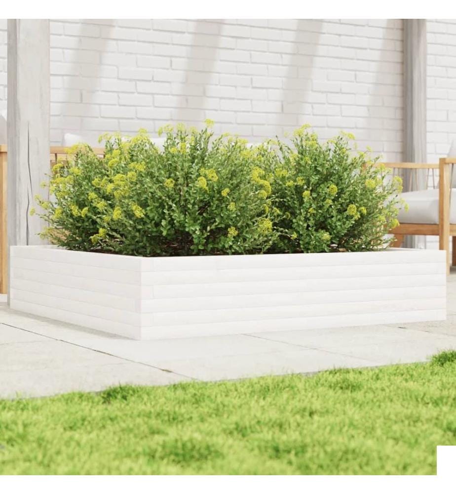 vidaXL Jardinière blanc 110x110x23 cm bois de pin massif