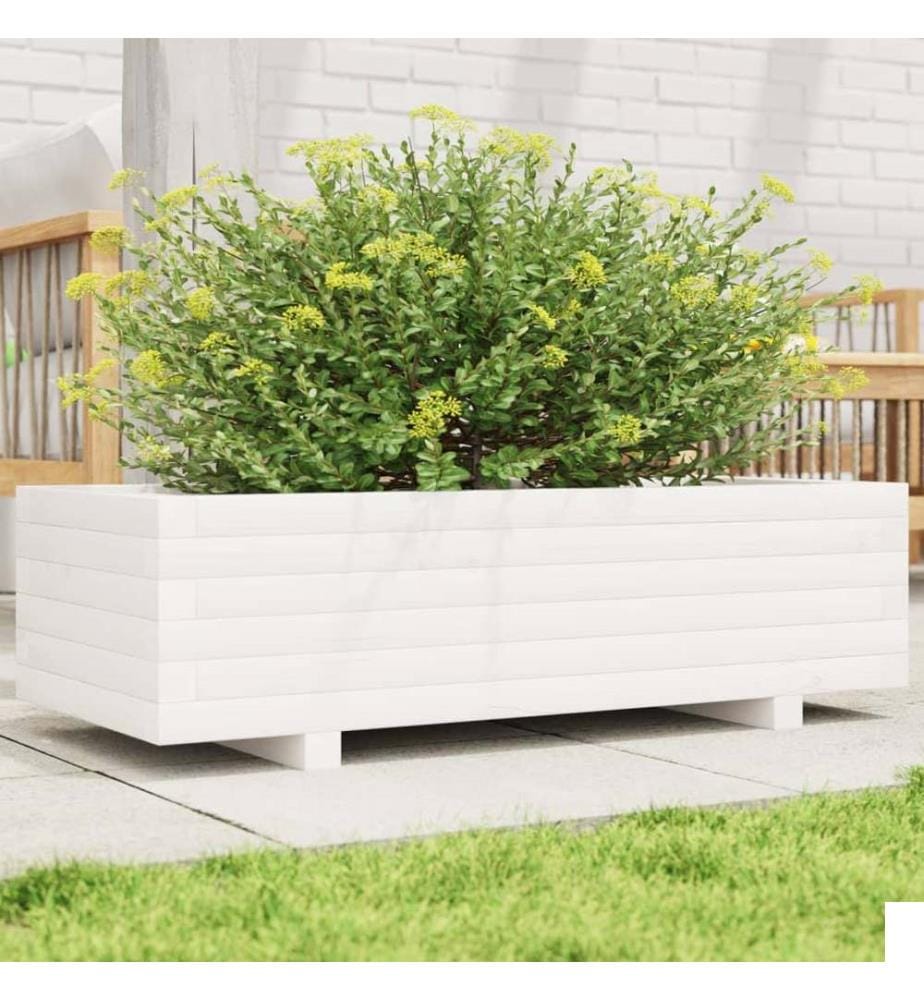 vidaXL Jardinière blanc 90x40x26,5 cm bois de pin massif