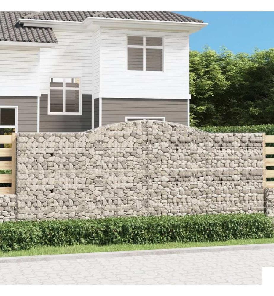 vidaXL Paniers à gabions arqués 7 pcs 400x30x160/180 cm Fer galvanisé