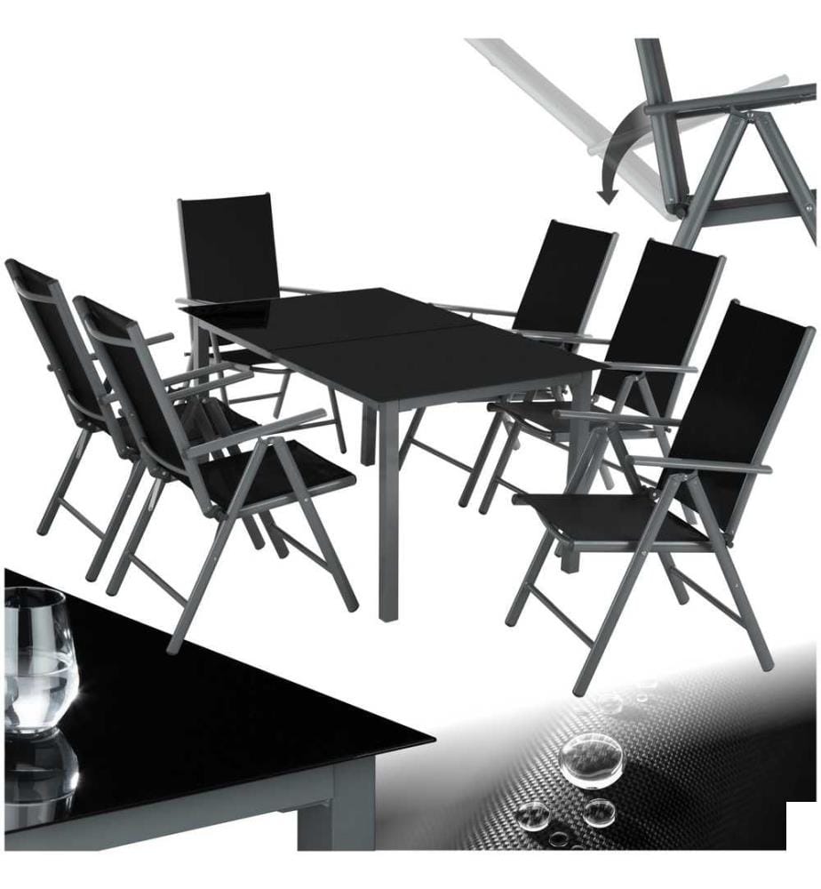 Salon de jardin aluminium 6 places - gris anthracite