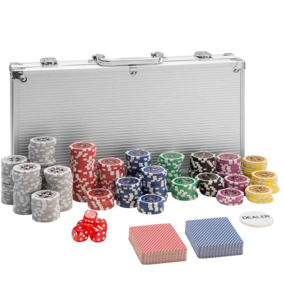 Coffret, Malette, Set de Poker - argent, 300 pièces