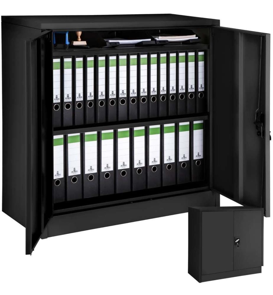 Armoire métallique à dossiers 3 étagères 90x40x90 cm - noir