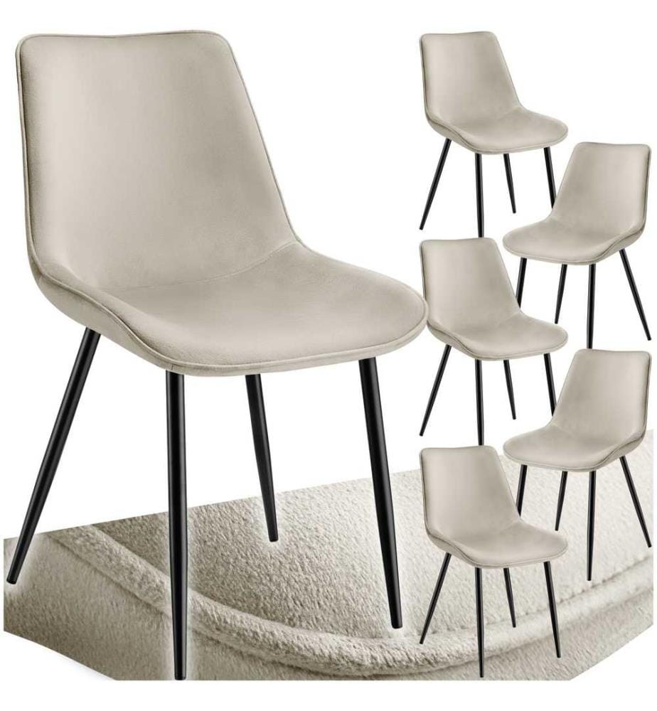 Lot de chaises de salle à manger Monroe aspect velours - crème, Lot de 6