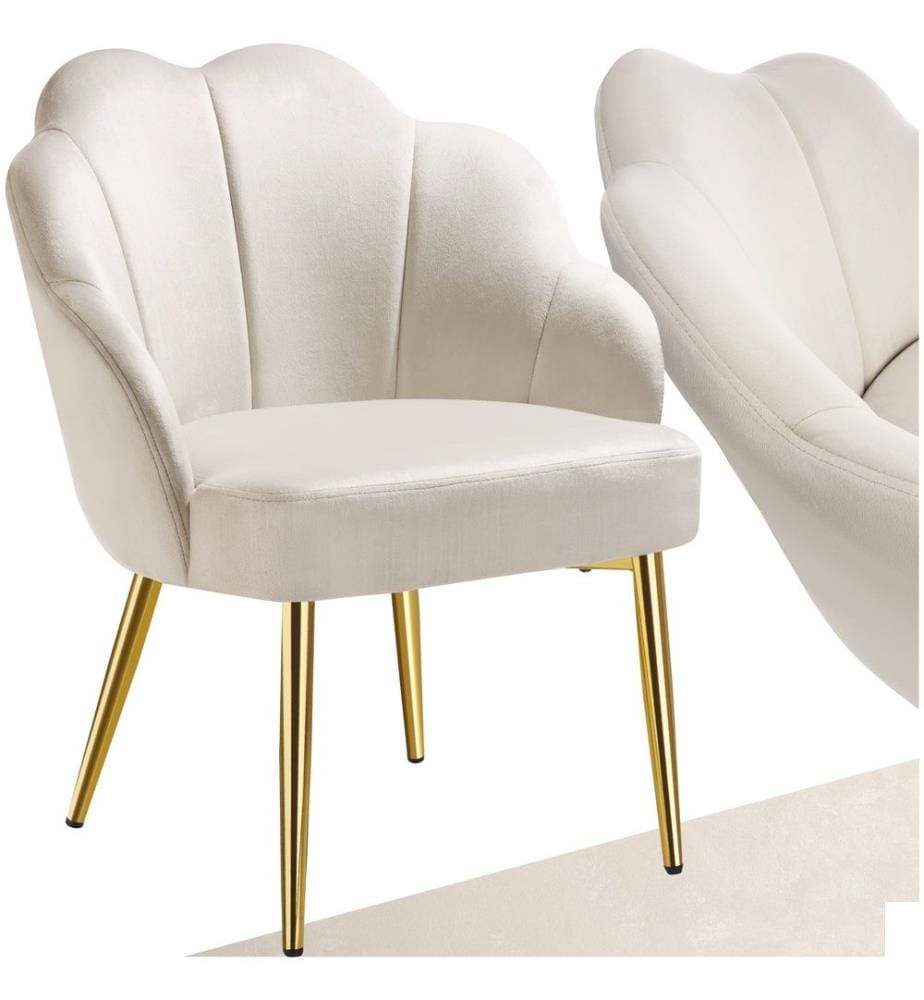 Fauteuil cocktail HELLEN rembourré avec revêtement en velours - crèmeor, par pièce