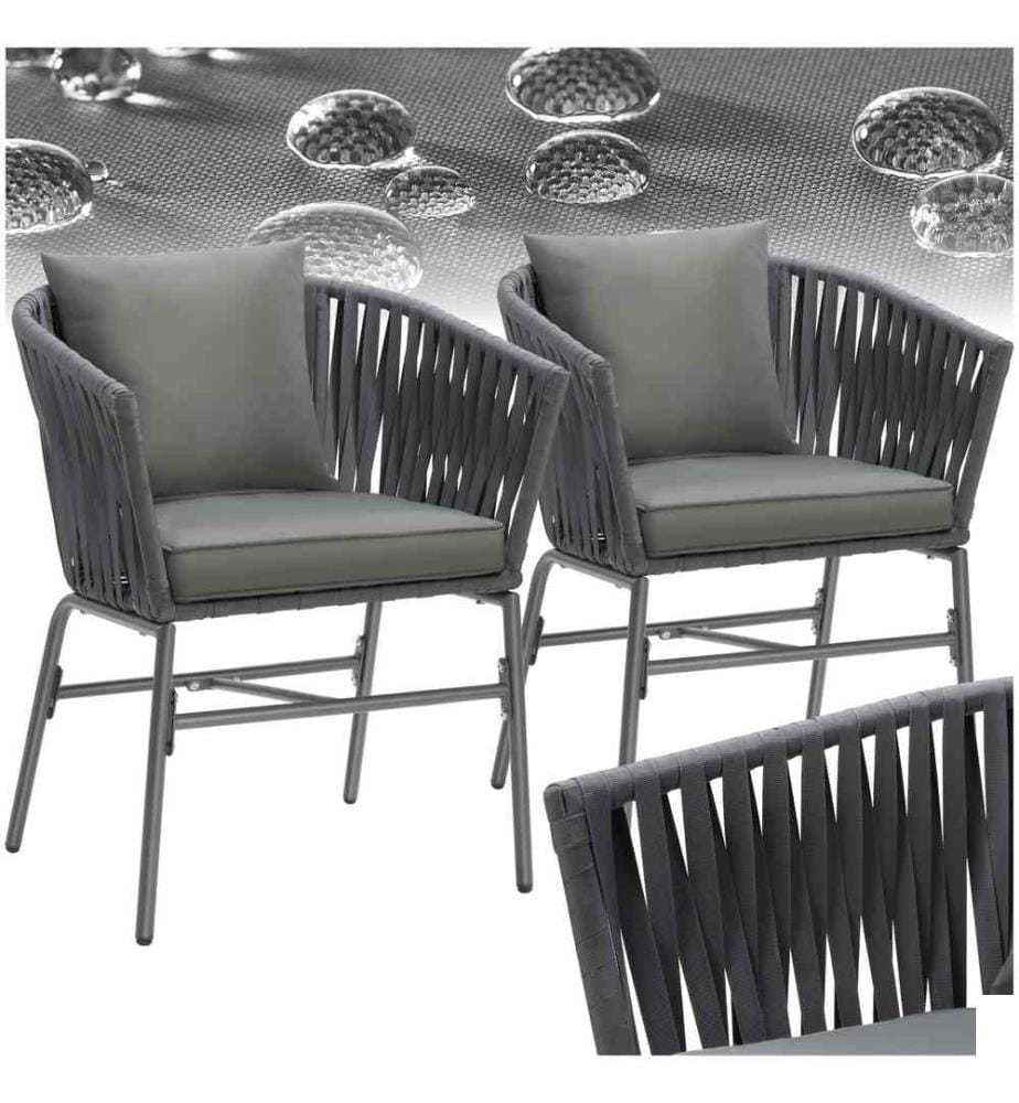 Ensemble de chaises VALEIRAS effet corde tressée - Lot de 2