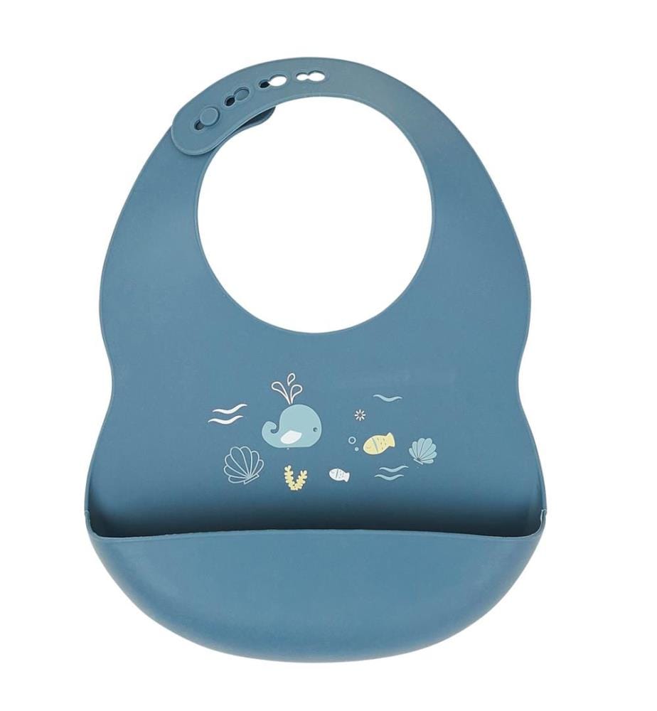 SILICONE Bavoir bleu