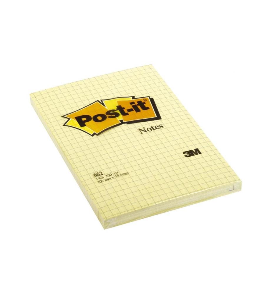 POST-IT - Fiche de bloc-notes POST-IT - 10,2 cm x 15,2 cm, jaune