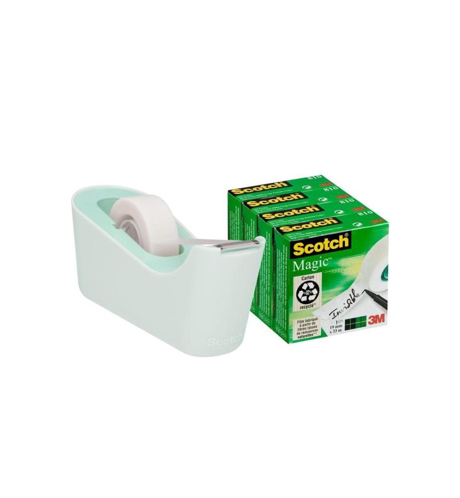 SCOTCH - Dévidoir de table C-18 Menthe Comprend 4 rouleaux de ruban adhésif