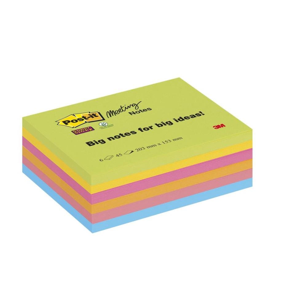 POST-IT - Fiche de bloc-notes POST-IT - Super Sticky 20.3 cm x 15.3 cm, 6 blocs