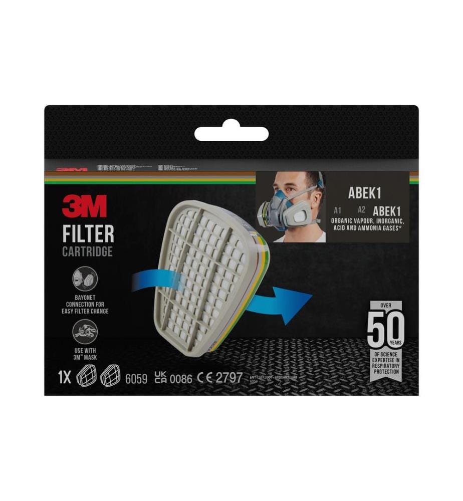 3M - Filtre de rechange 6059 ABEK1 pour série 6000 & 7000, 1 paire