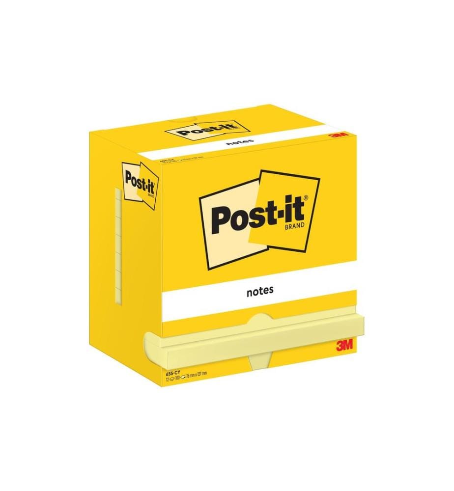 POST-IT - Fiche de bloc-notes 127 x 76 mm, Jaune, 12 blocs