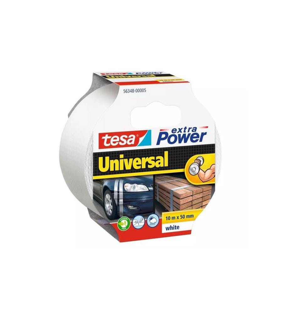 TESA - Bande de tissu -Set Universal, 50 mm x 10 m, 3 rouleaux, Blanc