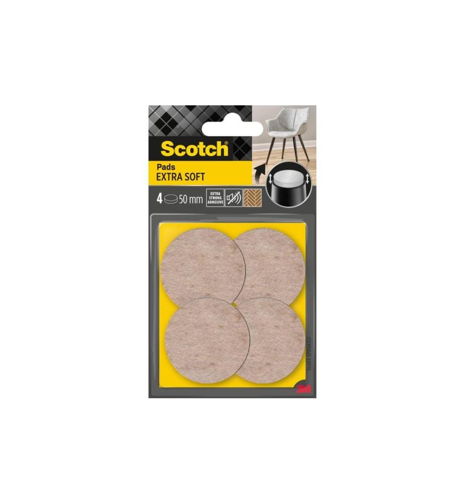 3M - Patins en feutre Extra-Soft, Ø 50 mm, Beige, pack de 4