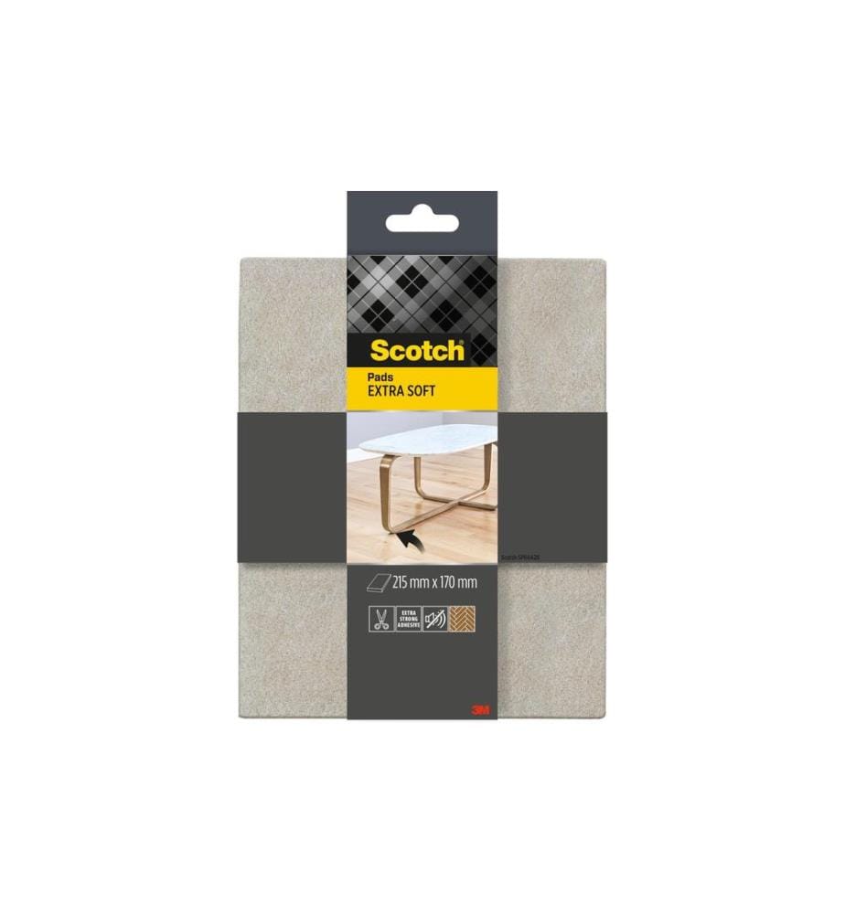 3M - Patins en feutre Extra-Soft, 215 mm x 170 mm, Gris