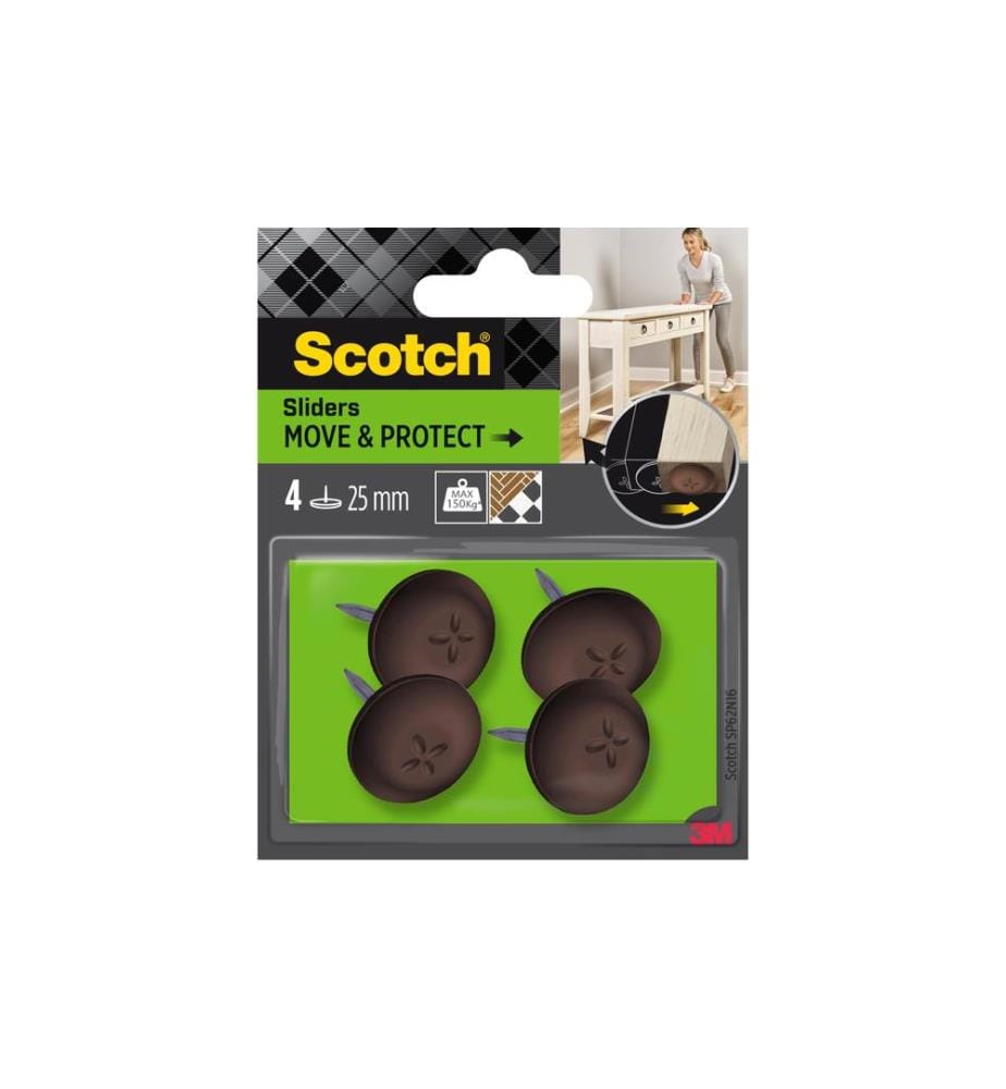 3M - Echelle de pied de chaise Move & Protect, Ø 25 mm, Brun, pack de 4