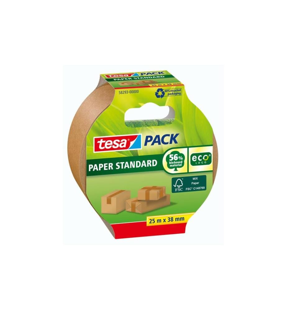 TESA - Ruban adhésif Papier Standard ecoLogo 38 mm x 25 m, Brun