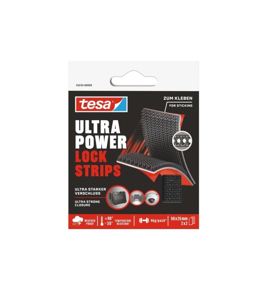 TESA - Ultra Power Lock Strips 4 Pièces - 50 x 25 mm