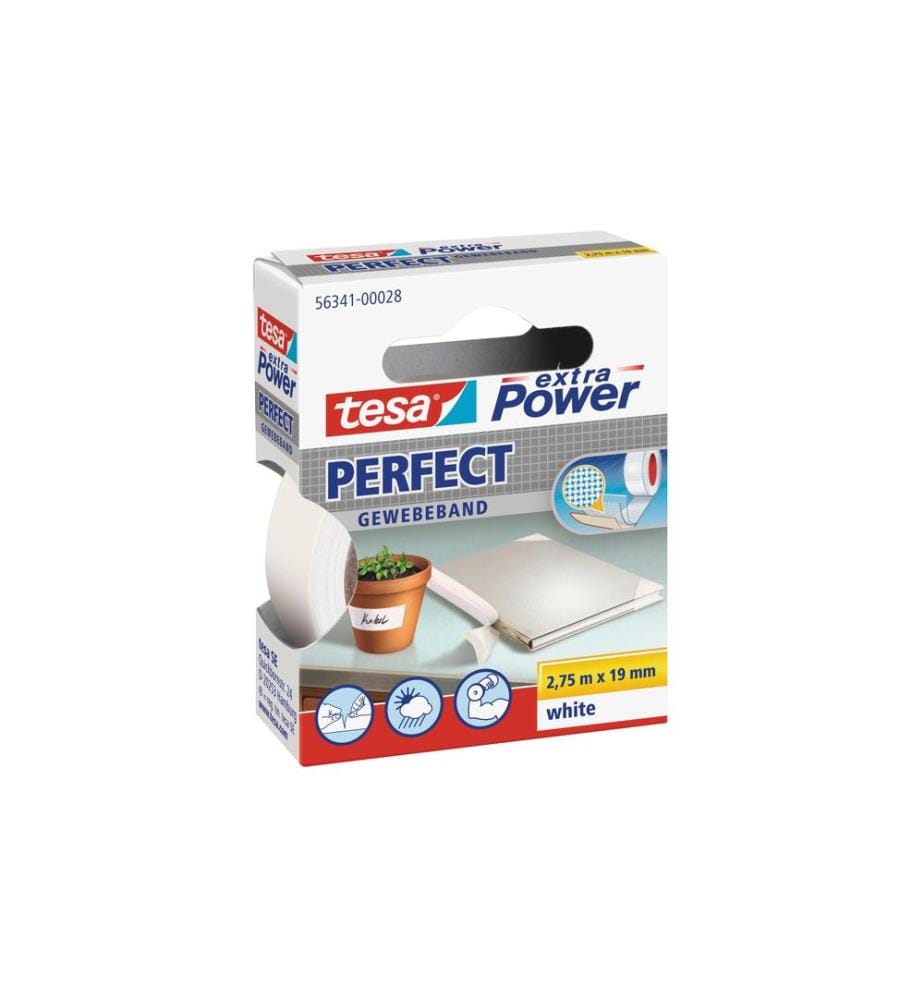 TESA - Ruban adhésif extra Power Perfect 19 mm x 2,75 m, blanc