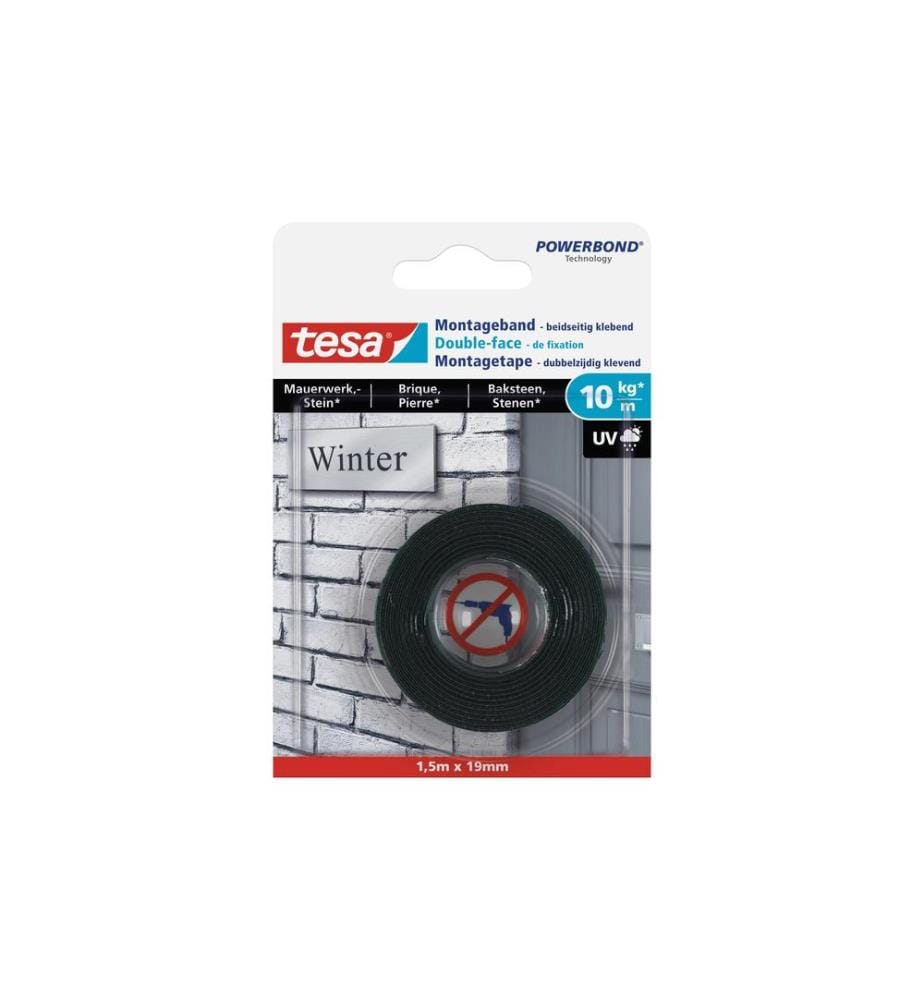 TESA - Ruban de montage 1.5 m x 19 mm pour maçonnerie + pierre