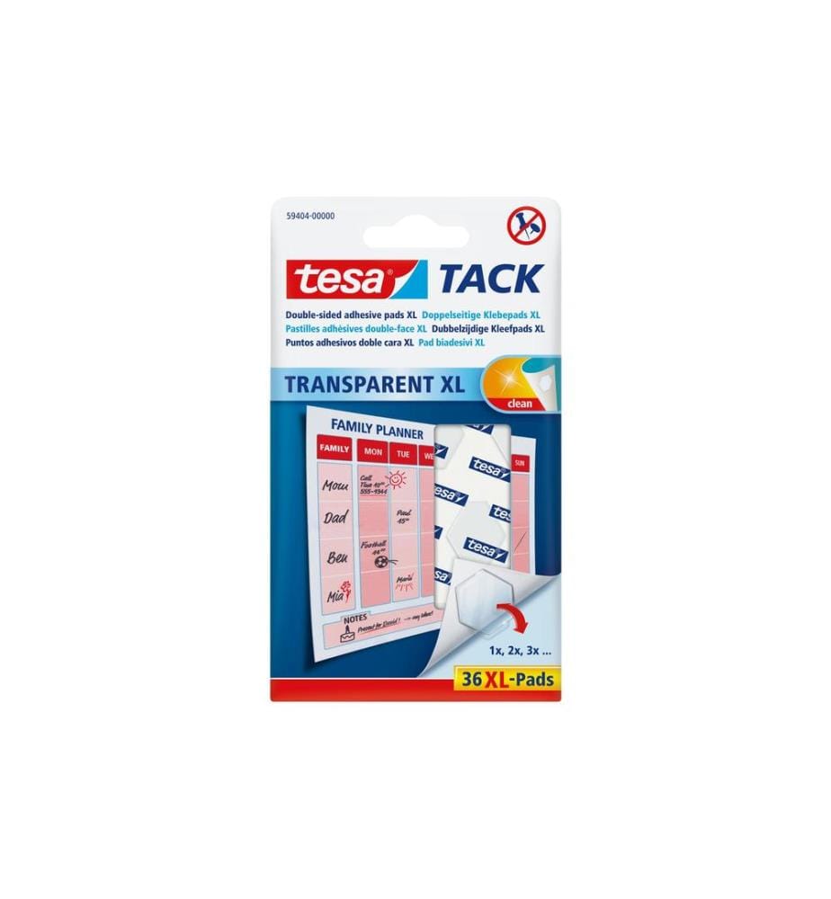 TESA - Pastille adhésive TACK XL 36 Pièce/s, Transparent