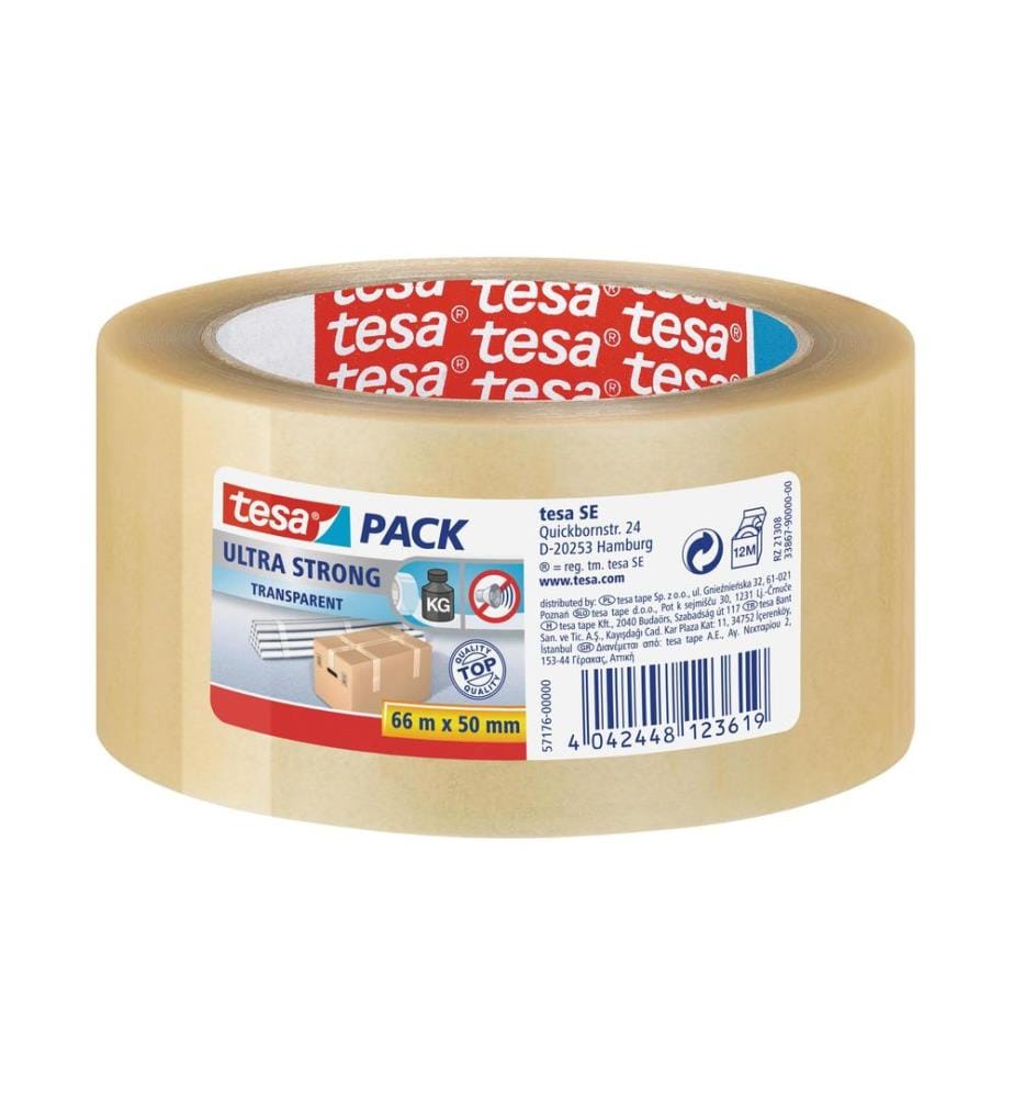 TESA - Ruban adhésif ultrastrong 50 mm x 66 m, 1 rouleau Transparent