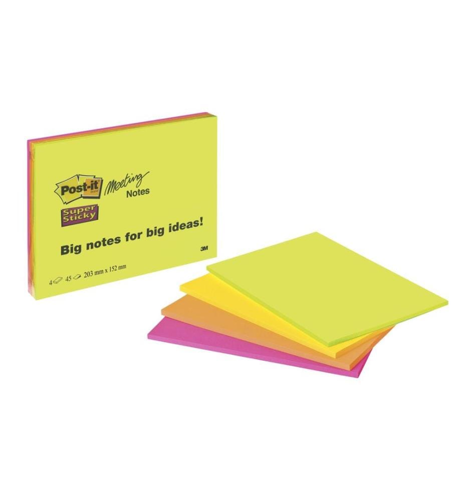 POST-IT - Fiche de bloc-notes POST-IT - Super Sticky 14,9 x 20 cm Couleur