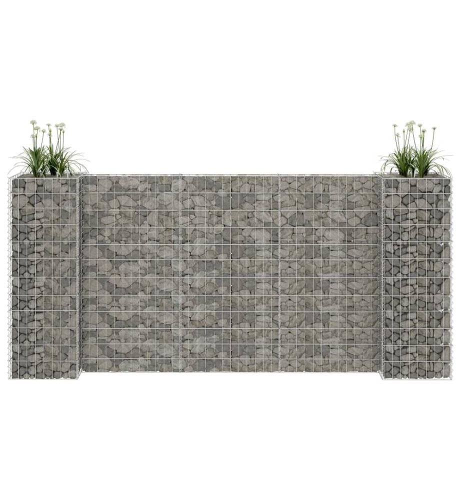 Jardinière à gabion en H Fil d'acier 260x40x120 cm