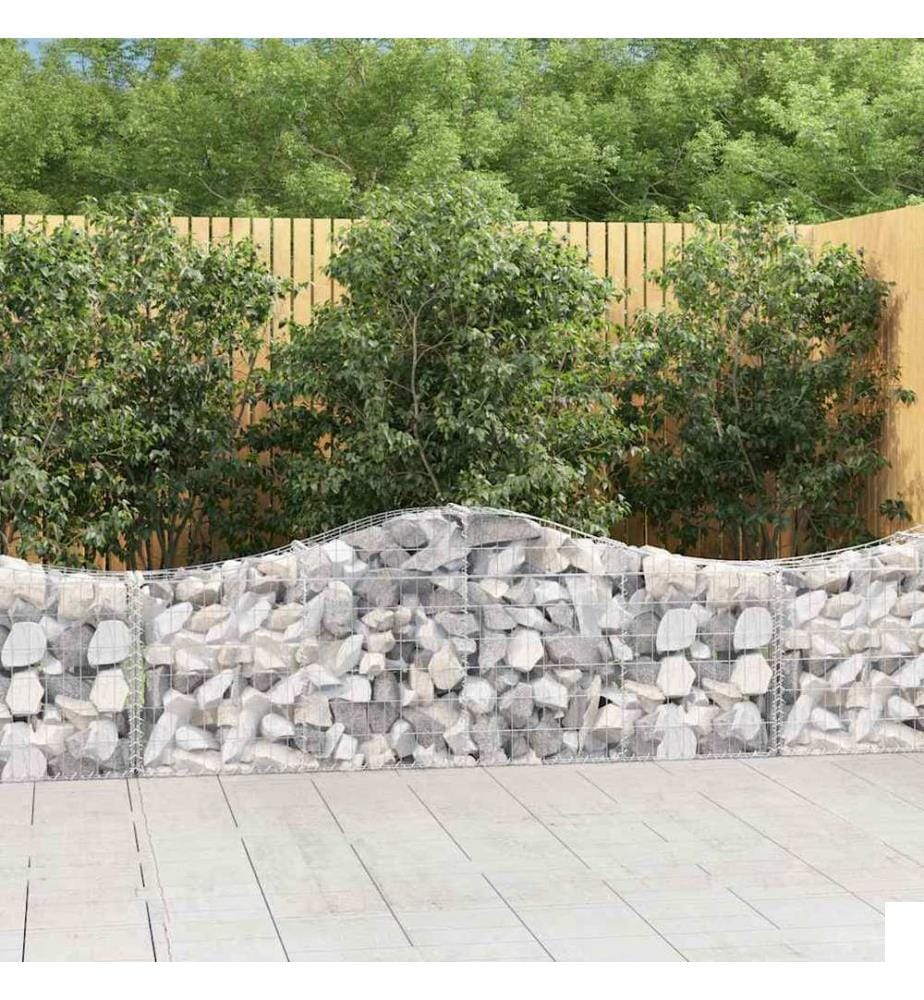 Paniers à gabions arqués 2 pcs 200x30x60/80 cm Fer galvanisé