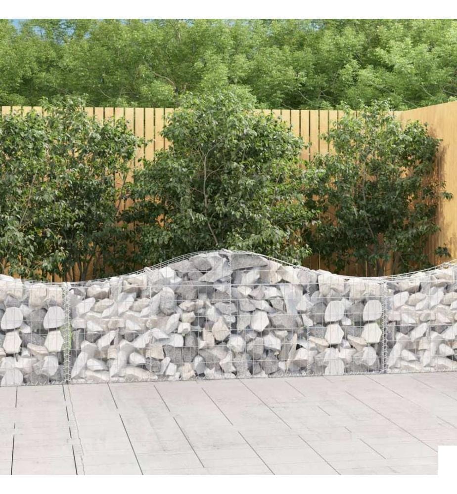 Paniers à gabions arqués 5 pcs 200x30x60/80 cm Fer galvanisé
