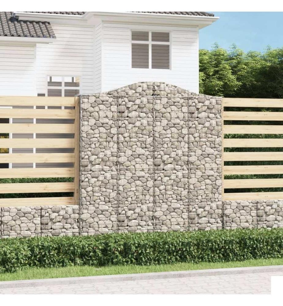 Paniers à gabions arqués 4 pcs 200x50x220/240 cm Fer galvanisé