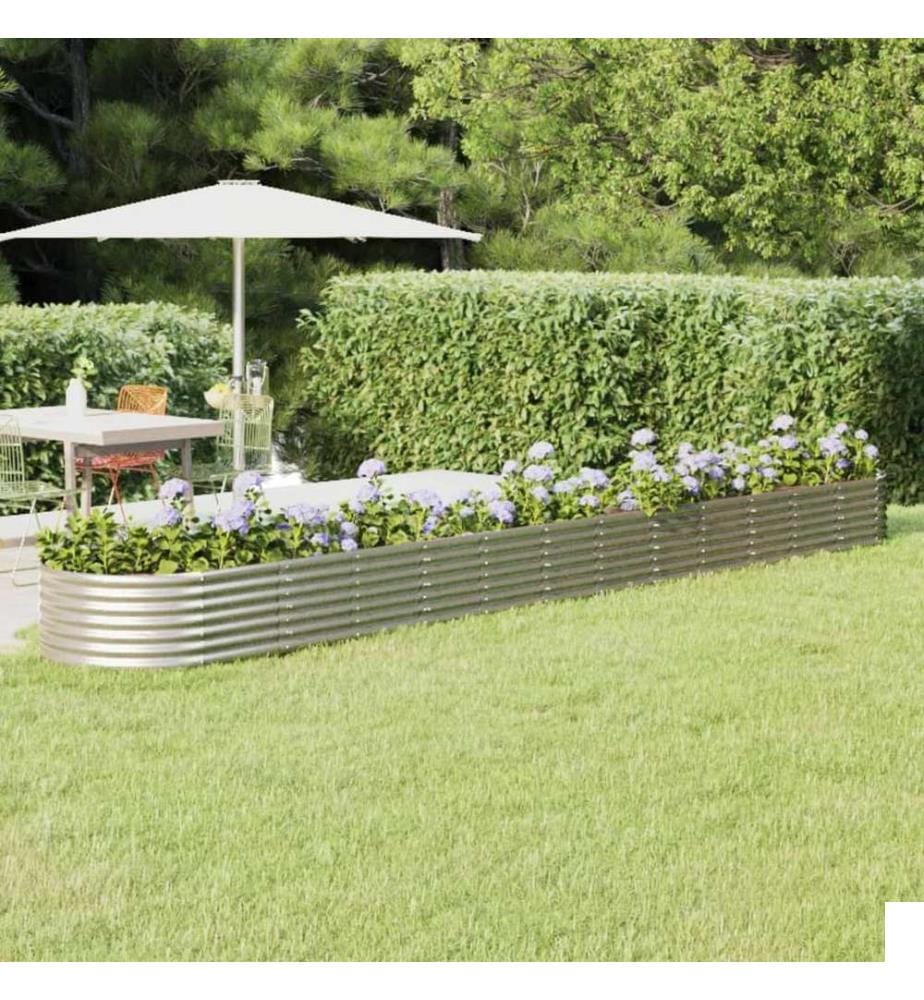Lit surélevé de jardin Acier galvanisé Argenté