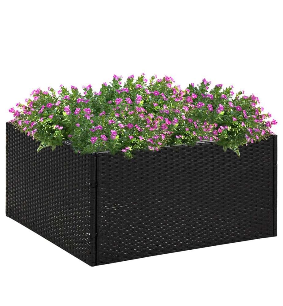 Jardinière Noir 80x80x40 cm Résine tressée