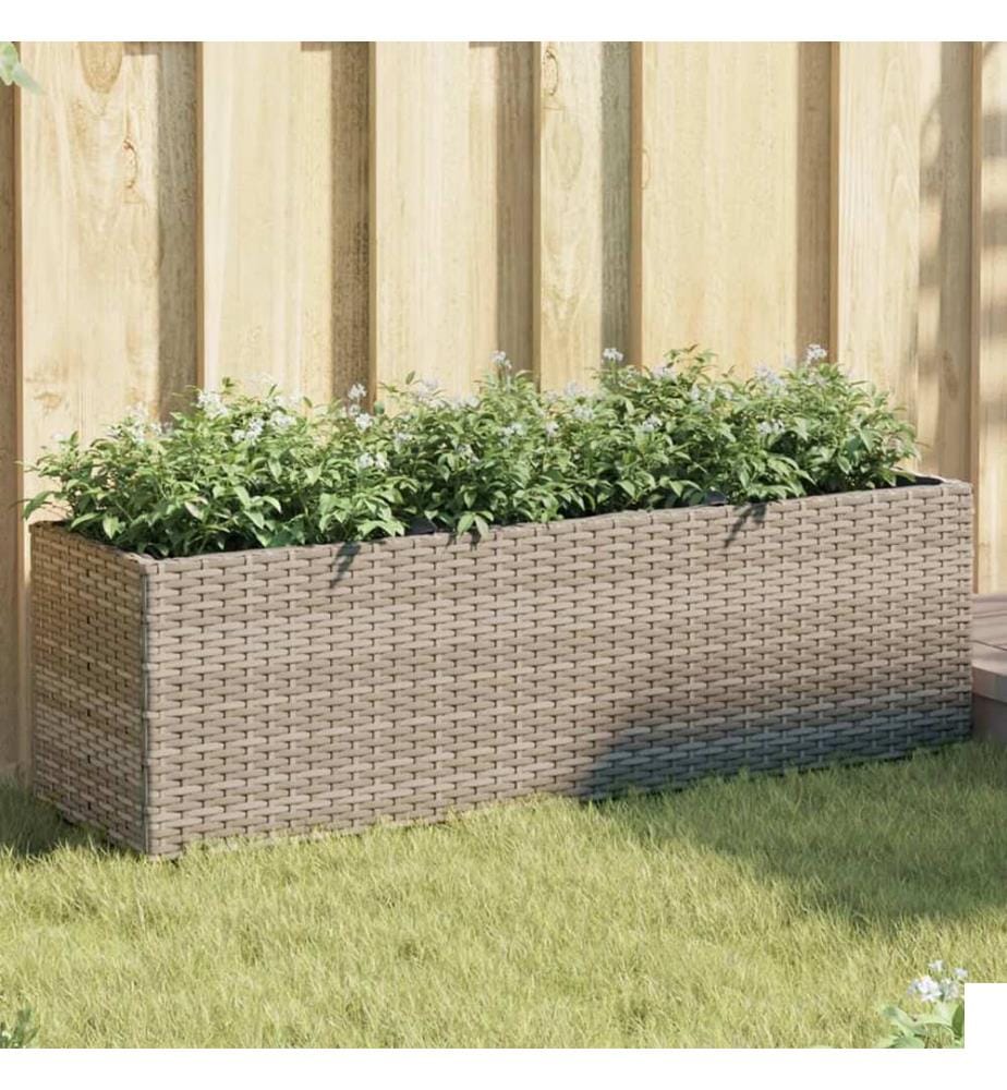 Jardinières avec 3 pots 2 pcs gris 105x30x32 cm résine tressée