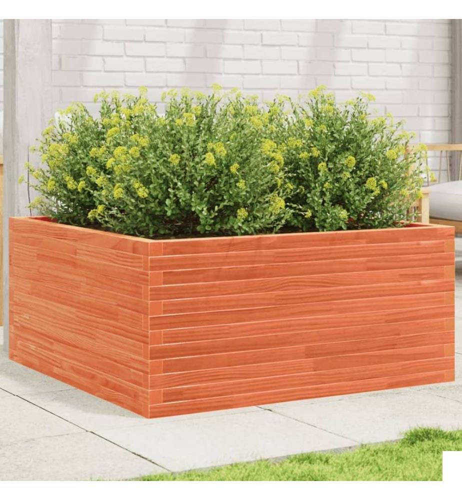 Jardinière cire marron 100x100x46 cm bois de pin massif