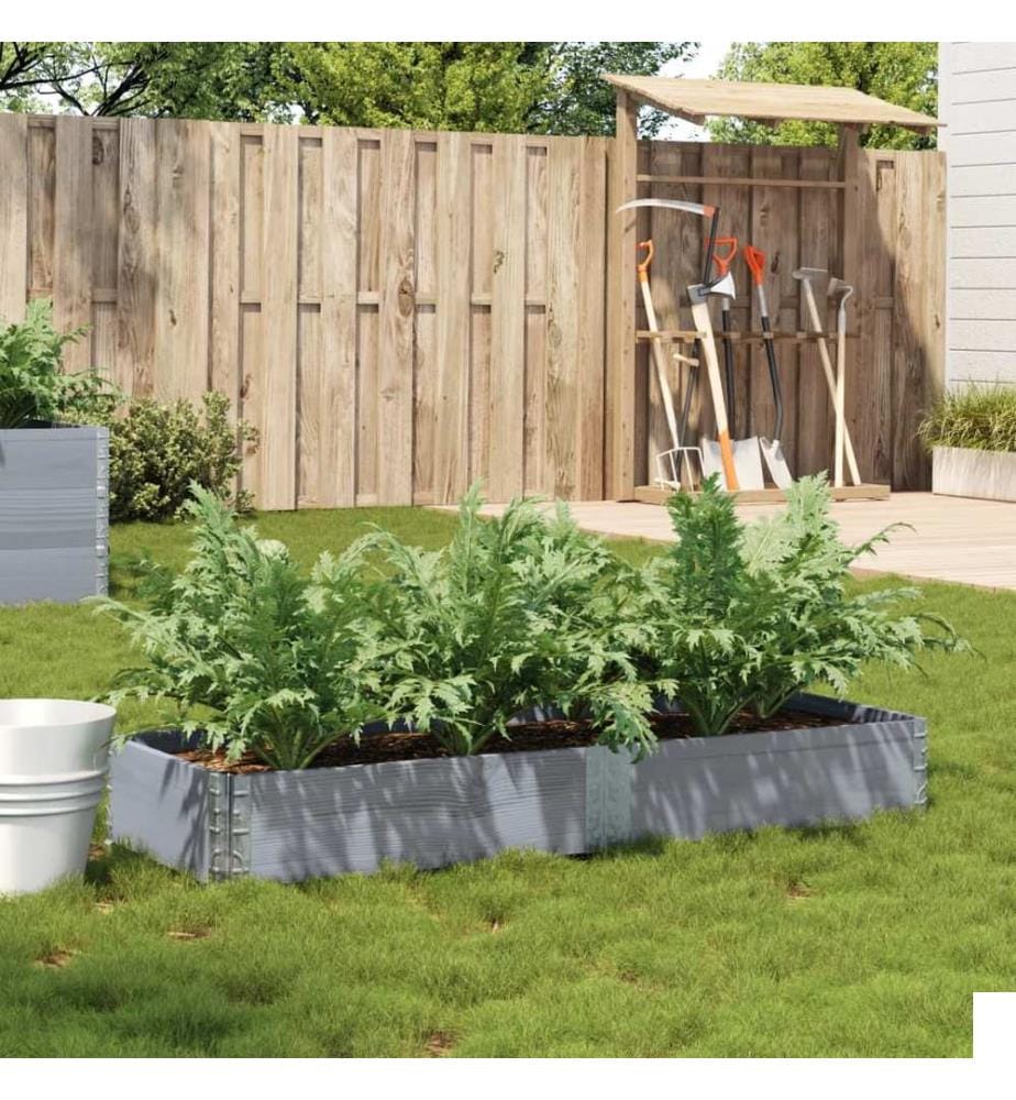 Jardinière gris 150x50 cm bois massif de pin
