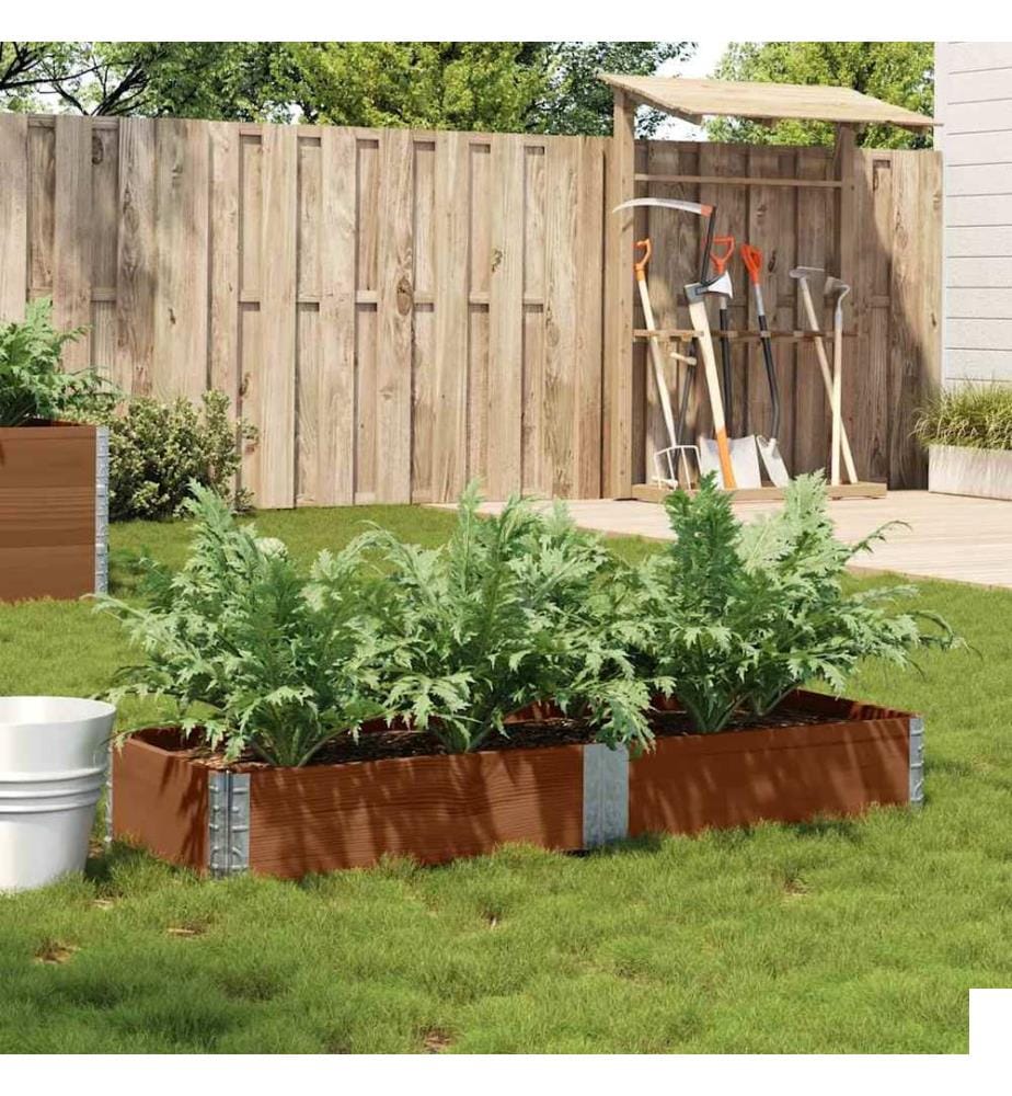 Jardinière marron 150x50 cm bois massif de pin