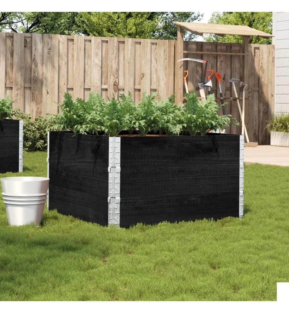 vidaXL Jardinière noir 100x100 cm bois massif de pin