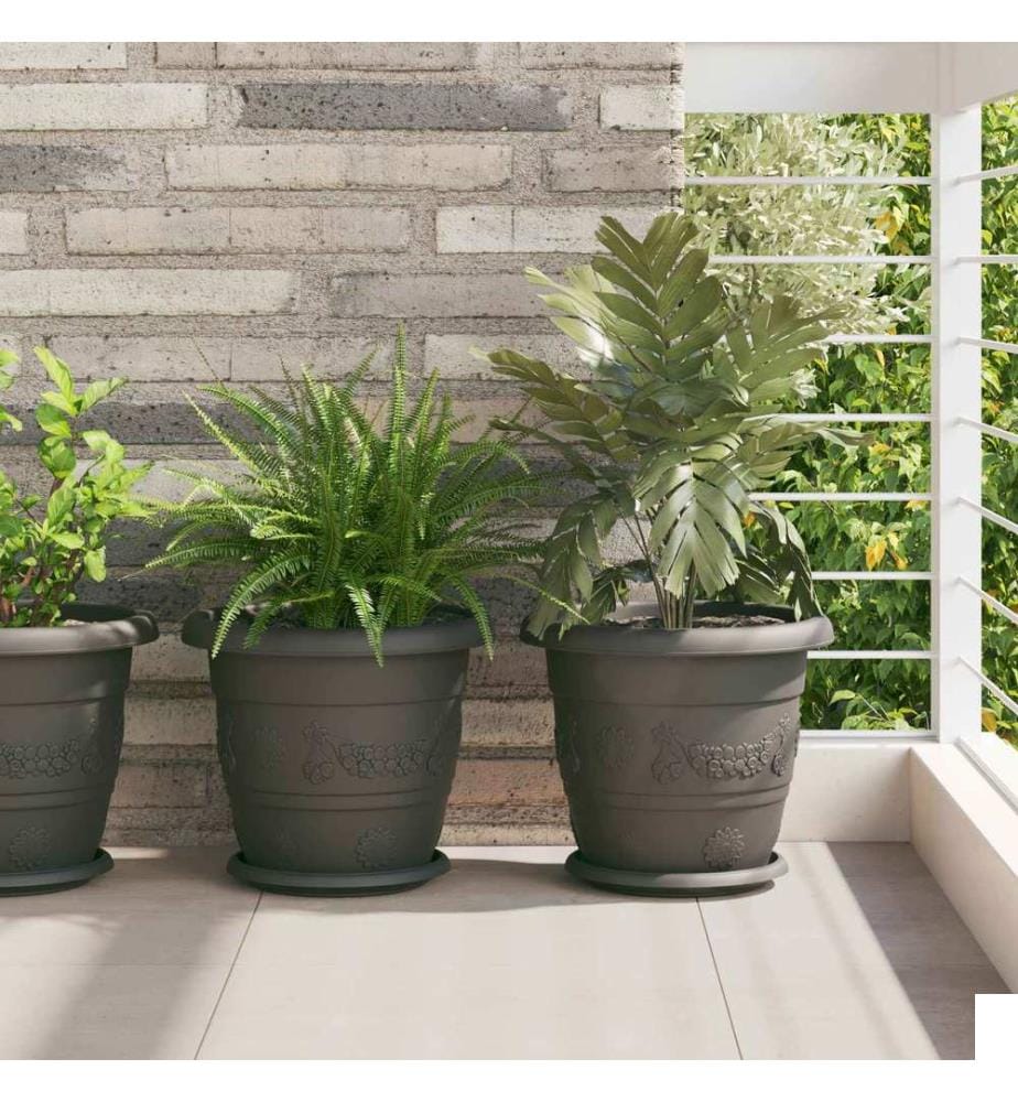 vidaXL Pots de plantes 6 pcs Noir Ø 30 x 25 cm Plastique