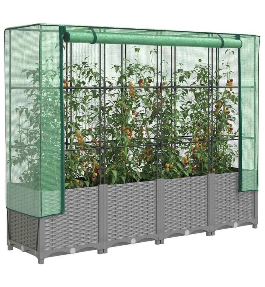 vidaXL Jardinière surélevée avec housse aspect rotin 160x40x138 cm