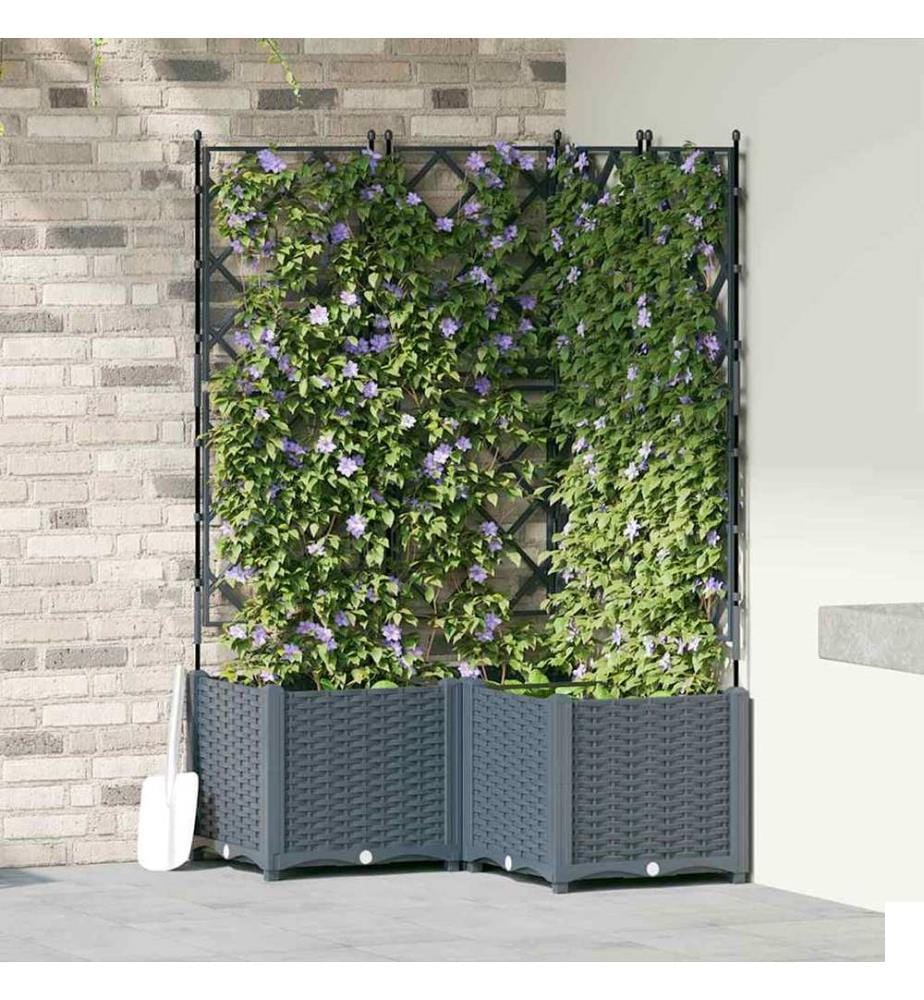 vidaXL Cache-pot de jardin 3 pcs Gris Clair 80 x 80 x 143 cm Plastique