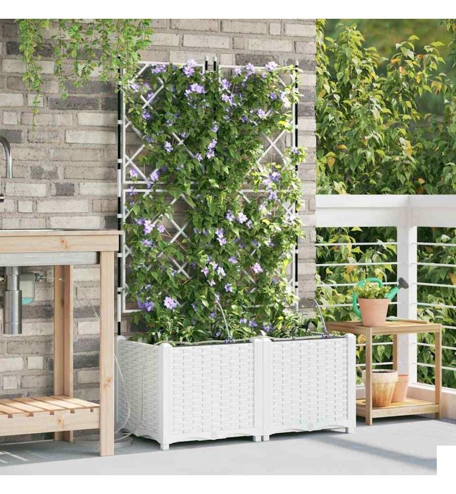 vidaXL Cache-pot de jardin 2 pcs Blanc 80 x 40 x 142 cm Plastique