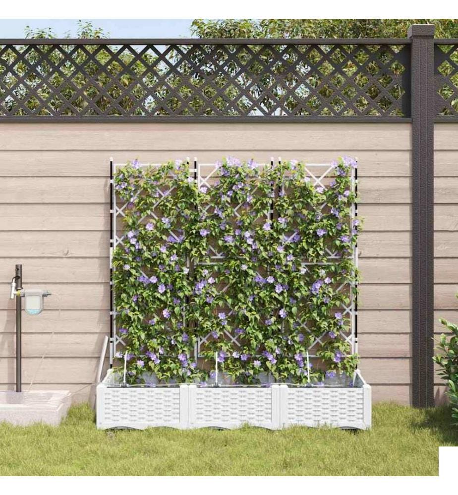 vidaXL Cache-pot de jardin 3 pcs Blanc 120 x 40 x 126 cm Plastique