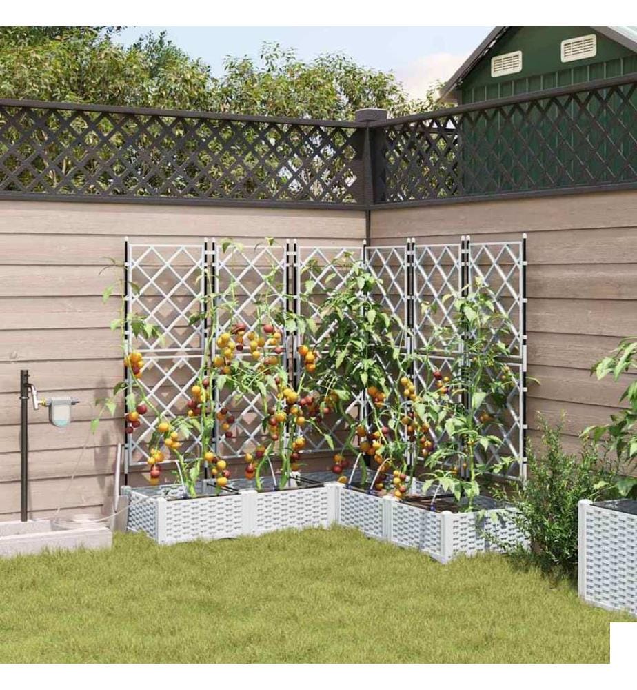 vidaXL Cache-pot de jardin 5 pcs Blanc 120 x 120 x 126 cm Plastique