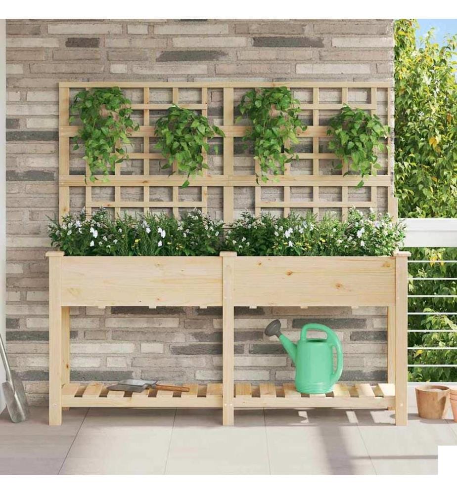 vidaXL Cache-pot de jardin avec étagère Beige 161 x 46 x 152,5 cm