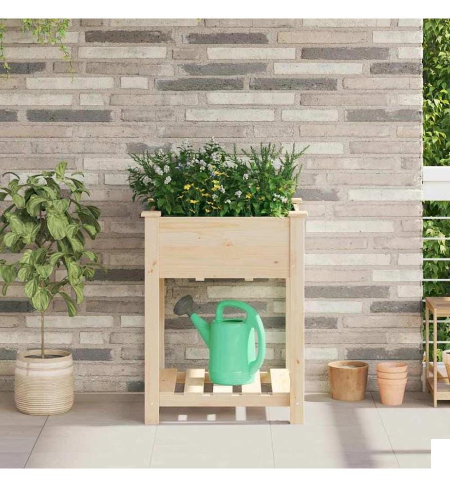 vidaXL Cache-pot de jardin avec étagère Beige 60,5 x 60 x 76,5 cm