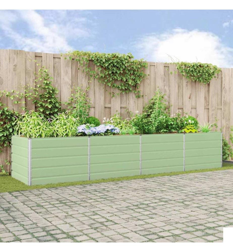 vidaXL Jardinière Vert pastel 385 x 100 x 75 cm Acier galvanisé