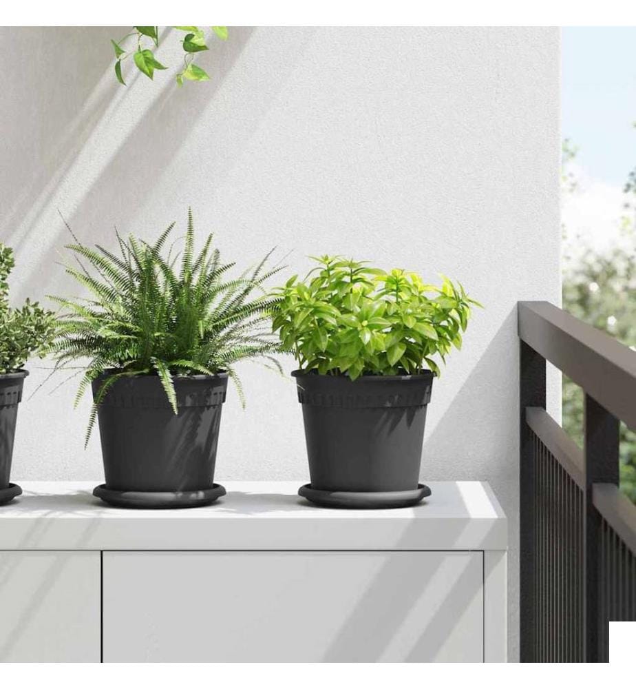 vidaXL Pot à fleurs rond 6 pcs Noir Ø 17 x 14 cm Plastique