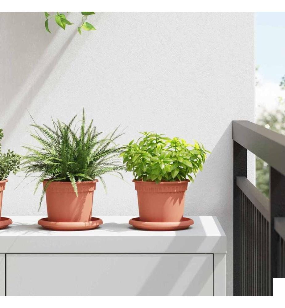 vidaXL Pot à fleurs rond 24 pcs Rouge brique Ø 12,5 x 10 cm Plastique