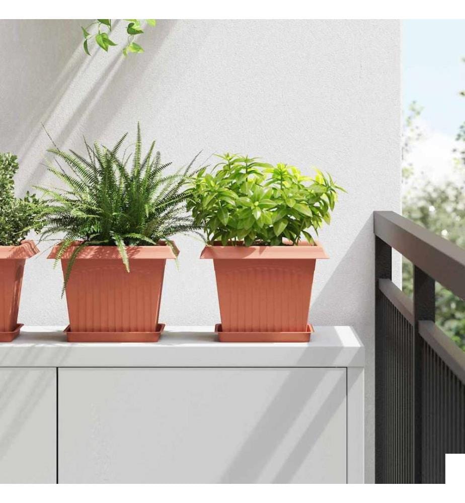 vidaXL Pot de Fleurs Carré 6 pcs Rouge brique 23 x 23 x 17,5 cm